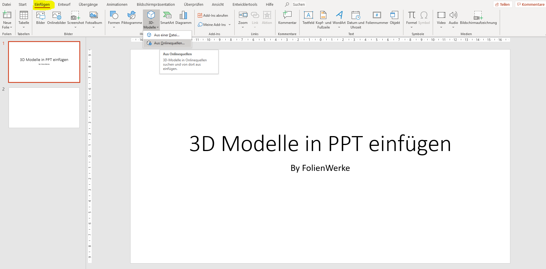 3D Modelle in PowerPoint einfügen